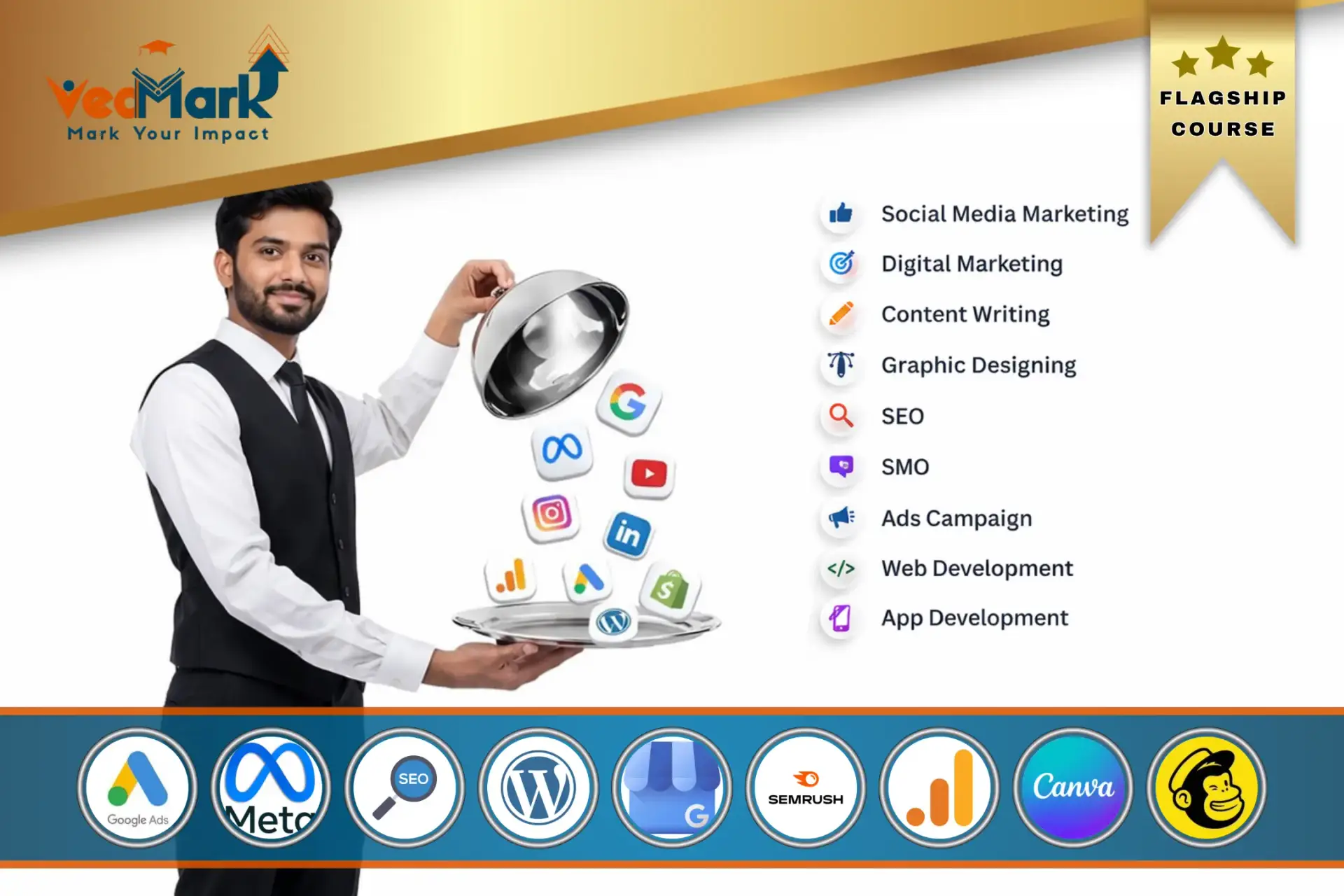 Best digital marketing course in India - VedMark Academy flagship program covering SEO, Google Ads, Meta Ads, content writing and more