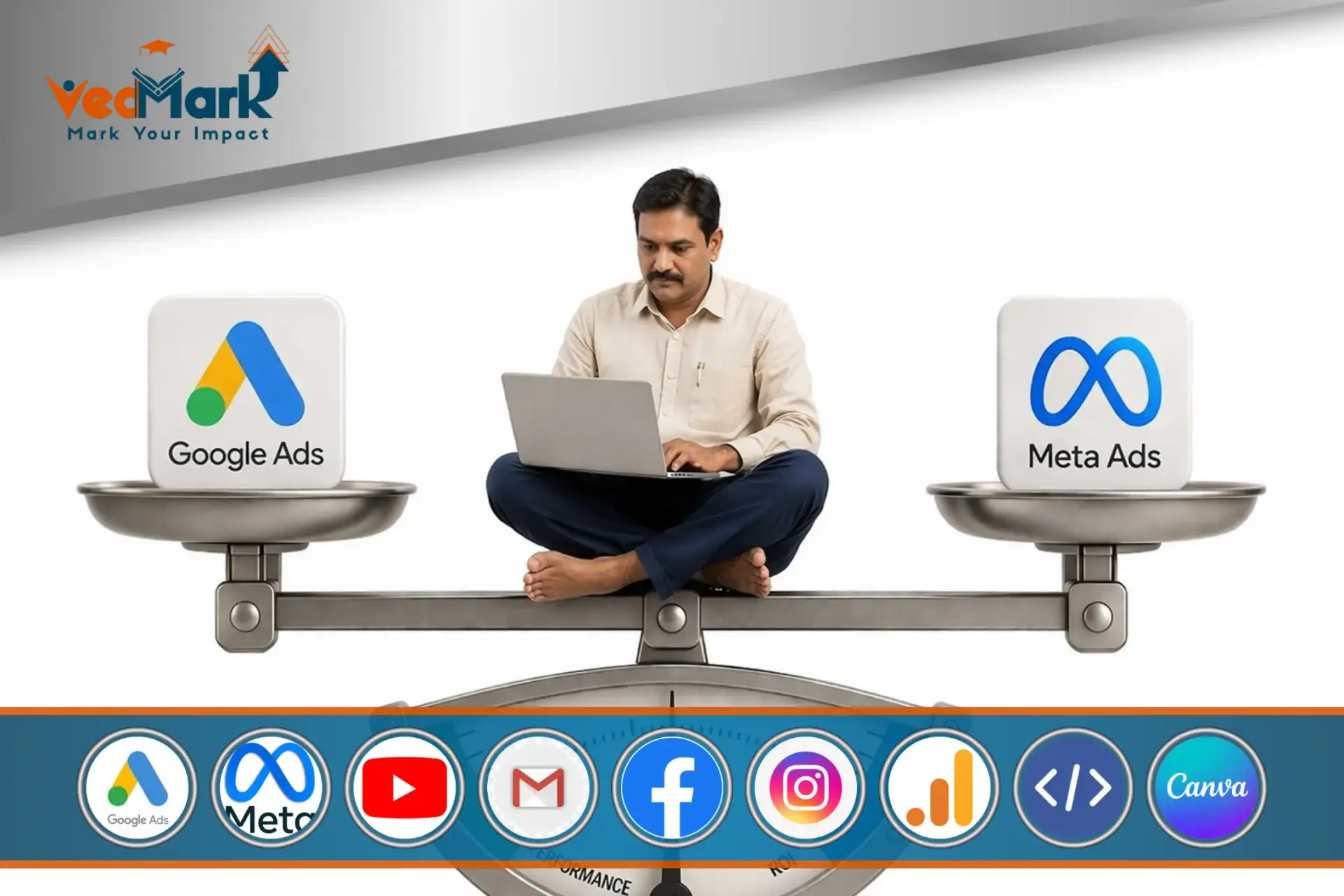 Meta and Google Ads course with certificate - combined PPC training Facebook Instagram and Google Ads performance marketing at VedMark